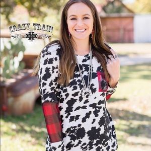 CRAZY TRAIN COW AND BUFFALO PRINT TOP PRICE FIRM